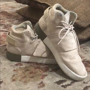 Tan Adidas w/ glow in the dark strip